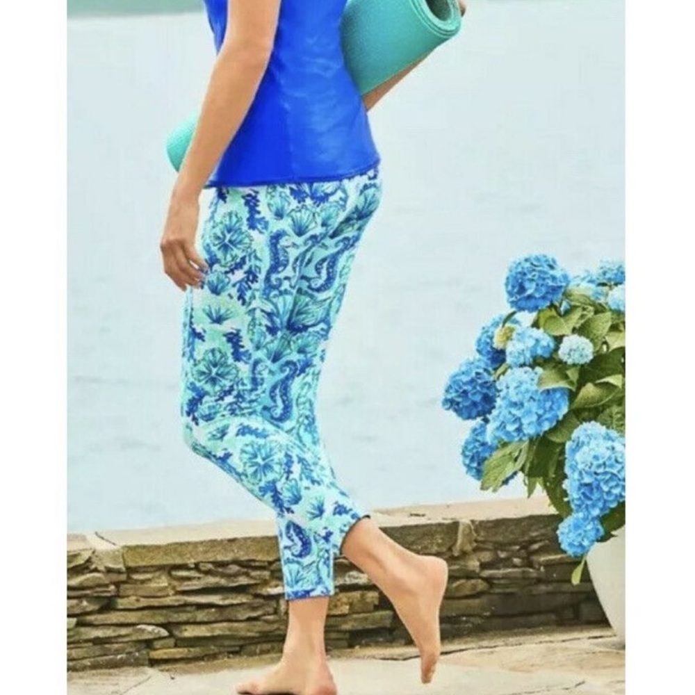 LILLY PULITZER sea glass aqua Seeing Double Weekender High Rise Midi leggings S
